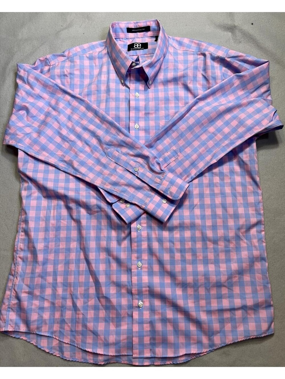 Allen Edmonds Shirt Men's Size XLarge Blue Purple Gingham Check  Button Down